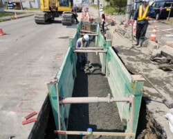 施工状況(5) 基礎砂利転圧/管渠工