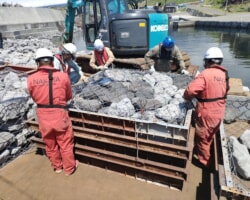 【仮設工】施工状況(2) 大型網かご製作