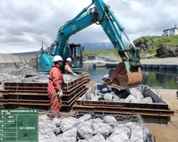 【仮設工】施工状況(3) 大型網かご製作